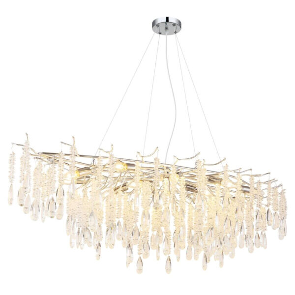 GLOBO Luster
klar silber Glas Metall B/H/L: ca. 60x120x150 cm E14 14 Brennstellen