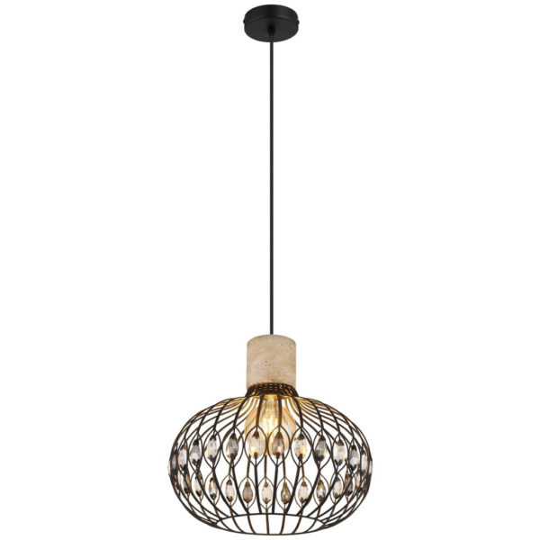 GLOBO Hängeleuchte
mattschwarz grau Rauch Glas Metall H/D: ca. 150x38 cm E27 1 Brennstellen
