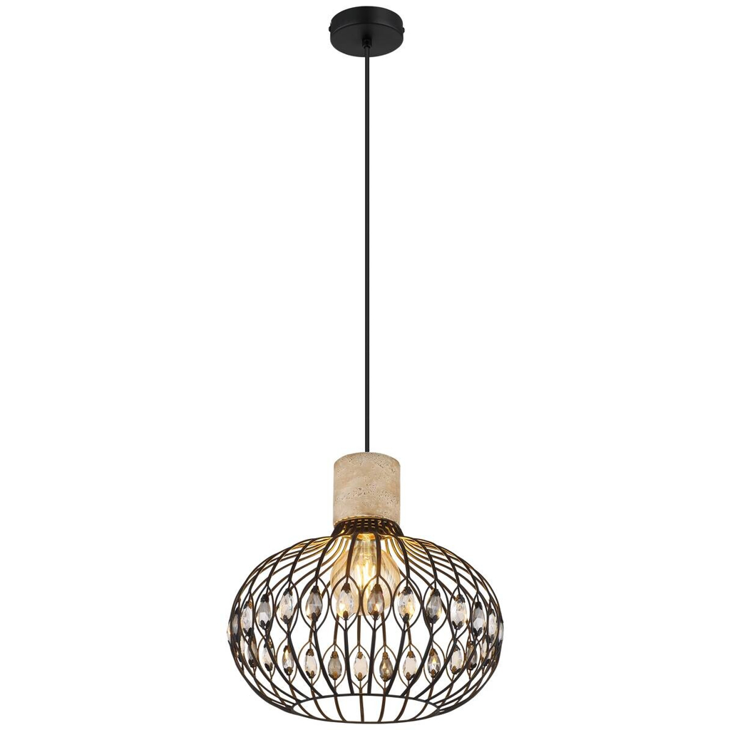 GLOBO Hängeleuchte
mattschwarz grau Rauch Glas Metall H/D: ca. 150×38 cm E27 1 Brennstellen