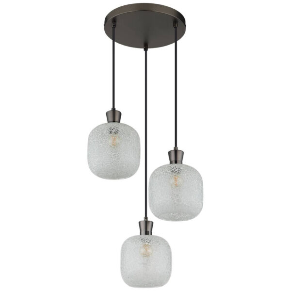 9007371578467 GLOBO Hängeleuchte
schwarz Chrom Glas Metall B/H/L: ca. 21x37x37 cm E14 3 Brennstellen