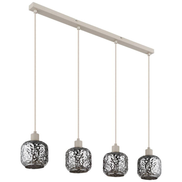 GLOBO Hängeleuchte
Rauch beige Glas Metall B/H/L: ca. 17,5x24x82,5 cm E27 4 Brennstellen