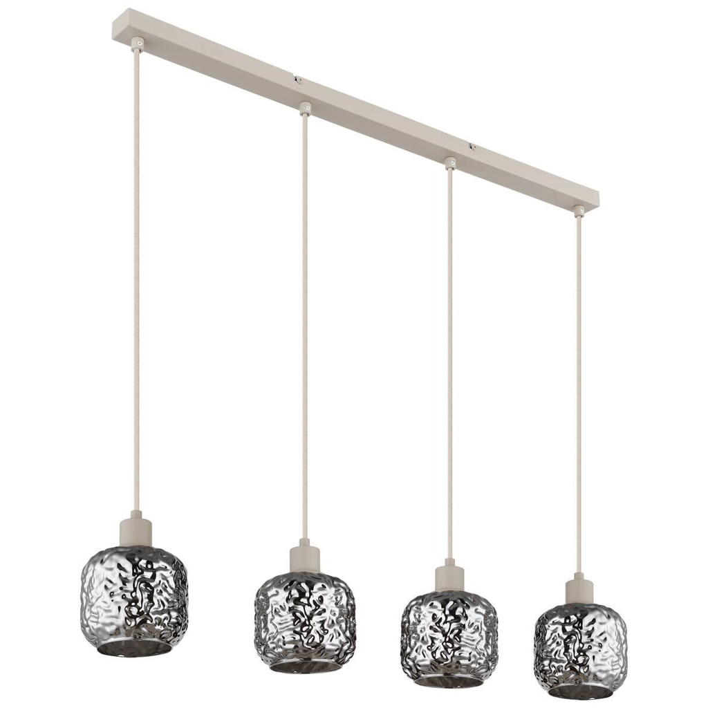 GLOBO Hängeleuchte
Rauch beige Glas Metall B/H/L: ca. 17,5x24x82,5 cm E27 4 Brennstellen