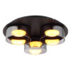 GLOBO Deckenleuchte schwarz Rauch Glas Metall Aluminium H/D: ca. 9x35 cm 3 Brennstellen