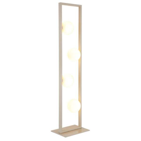 9007371579037 GLOBO Stehlampe
Opal rostfarbig sand Glas Metall B/H/L: ca. 20x110x28 cm G9 4 Brennstellen