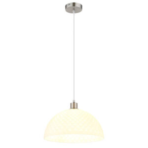 GLOBO Pendelleuchte Opal nickel Glas Metall PVC H/D: ca. 120x35 cm E27 1 Brennstellen