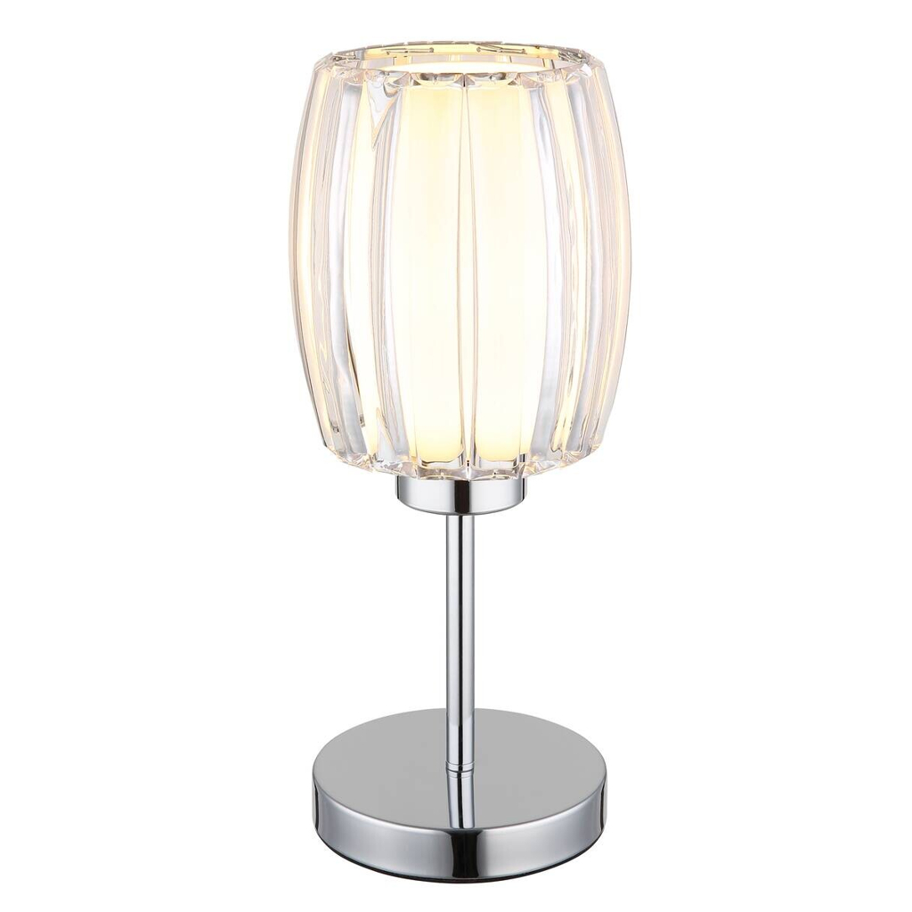 GLOBO Tischleuchte Chrom Opal schwarz Glas Metall Textil H/D: ca. 40×18 cm E27 1 Brennstellen