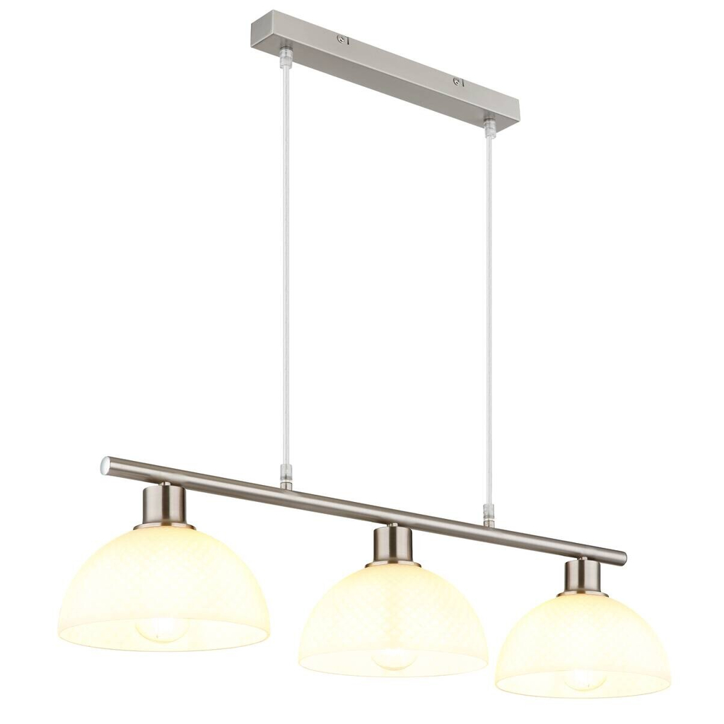 GLOBO Pendelleuchte
Opal nickel Metall Glas PVC B/H/L: ca. 20x120x77 cm E27 3 Brennstellen