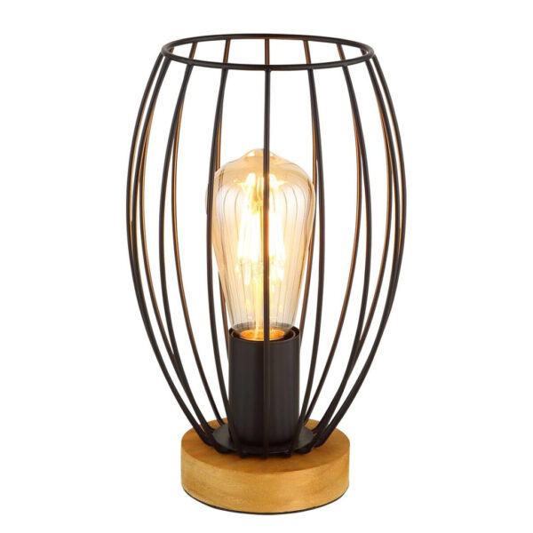 9007371583324 GLOBO Tischleuchte
schwarz braun Holz Metall H/D: ca. 26x16 cm E27 1 Brennstellen