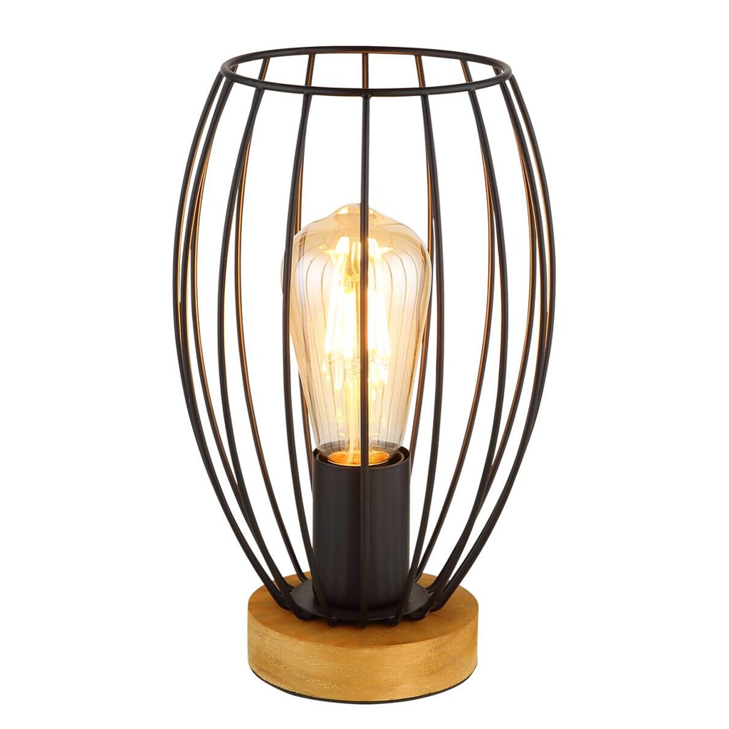 GLOBO Tischleuchte
schwarz braun Holz Metall H/D: ca. 26×16 cm E27 1 Brennstellen