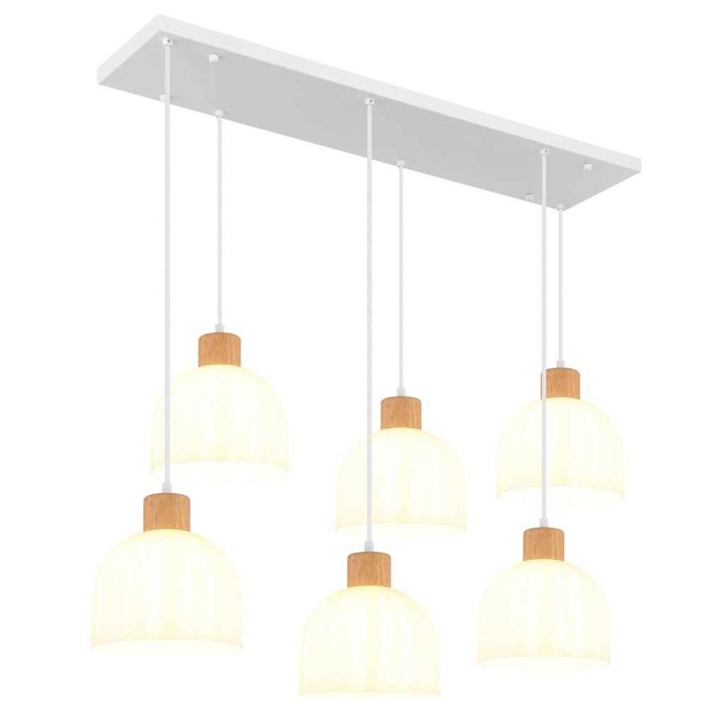 GLOBO Pendelleuchte
weiß Opal Glas Metall B/H/T: ca. 36x120x105 cm E27 6 Brennstellen