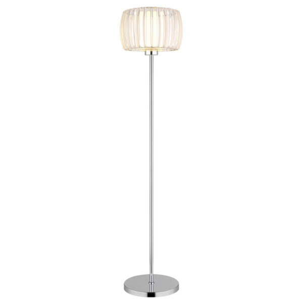 9007371586103 GLOBO Stehlampe
Chrom Opal schwarz Glas Textil Metall H/D: ca. 150x32,5 cm E27 1 Brennstellen