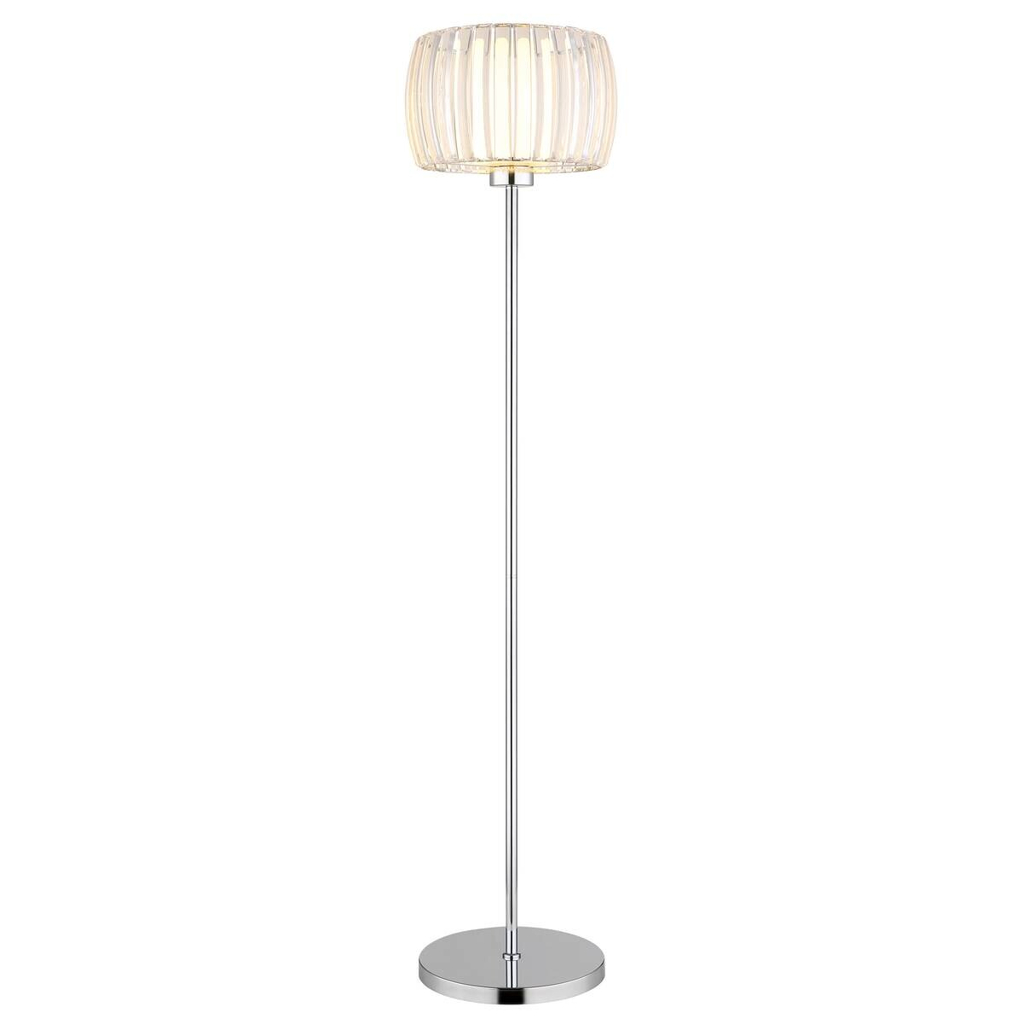 GLOBO Stehlampe
Chrom Opal schwarz Glas Textil Metall H/D: ca. 150×32,5 cm E27 1 Brennstellen