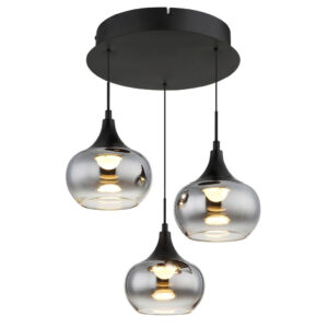 Globo - LED-Pendelleuchte schwarz Rauch Metall Glas H/T: ca. 150x37 cm 1 Brennstellen