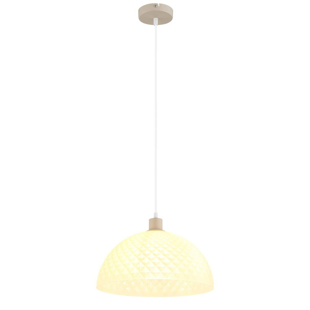 GLOBO Pendelleuchte
weiß sand champagner Glas PVC Metall H/D: ca. 120×35 cm E27 1 Brennstellen