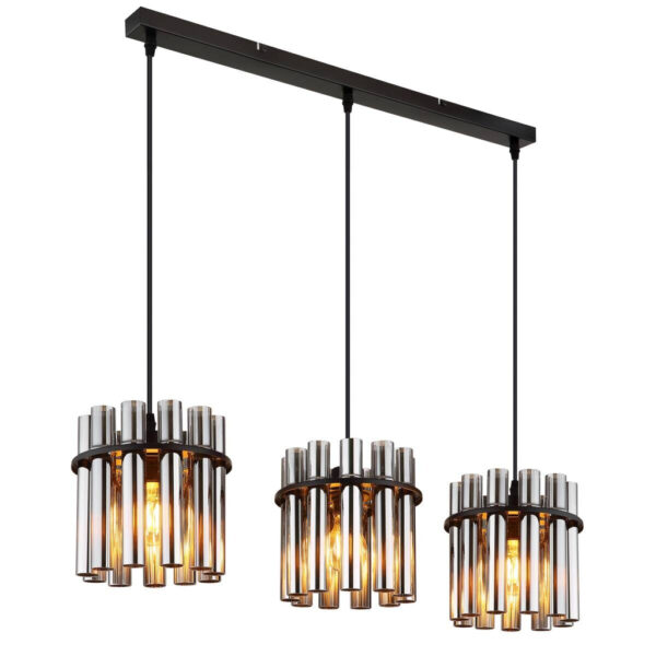 GLOBO Pendelleuchte
Rauch schwarz Glas PVC Metall B/H/L: ca. 20x120x80 cm E27 3 Brennstellen