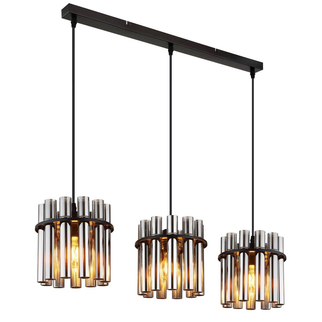 GLOBO Pendelleuchte
Rauch schwarz Glas PVC Metall B/H/L: ca. 20x120x80 cm E27 3 Brennstellen