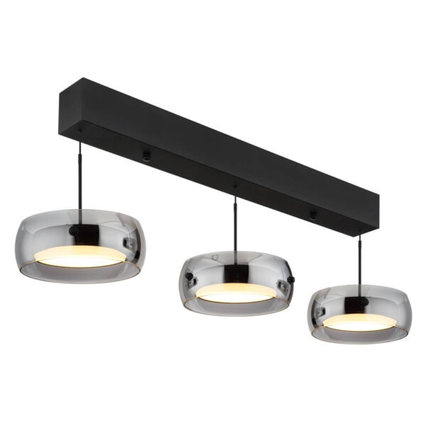 GLOBO LED-Hängeleuchte
mattschwarz Rauch Opal Metall Glas Kunststoff B/H/L: ca. 20x120x85 cm 1 Brennstellen