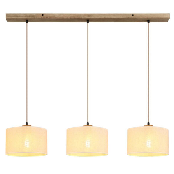 9007371589333 GLOBO Pendelleuchte Jule
braun Holz Leinen B/H/L: ca. 25x120x100 cm E27 3 Brennstellen