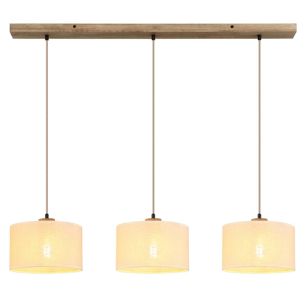 GLOBO Pendelleuchte Jule
braun Holz Leinen B/H/L: ca. 25x120x100 cm E27 3 Brennstellen