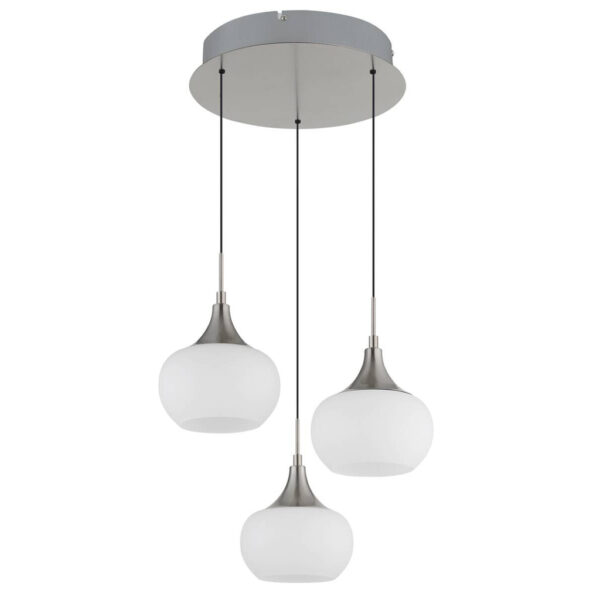 Globo - LED-Pendelleuchte Opal nickel Metall Glas H/T: ca. 150x37 cm 1 Brennstellen in Nickel, Opal