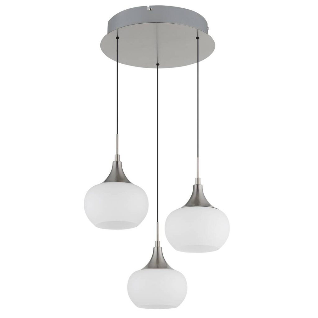 Globo - LED-Pendelleuchte Opal nickel Metall Glas H/T: ca. 150x37 cm 1 Brennstellen in Nickel, Opal