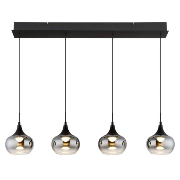 Globo - LED-Pendelleuchte Rauch schwarz Metall Glas B/H/L: ca. 15x150x90 cm 1 Brennstellen in Rauch, Schwarz