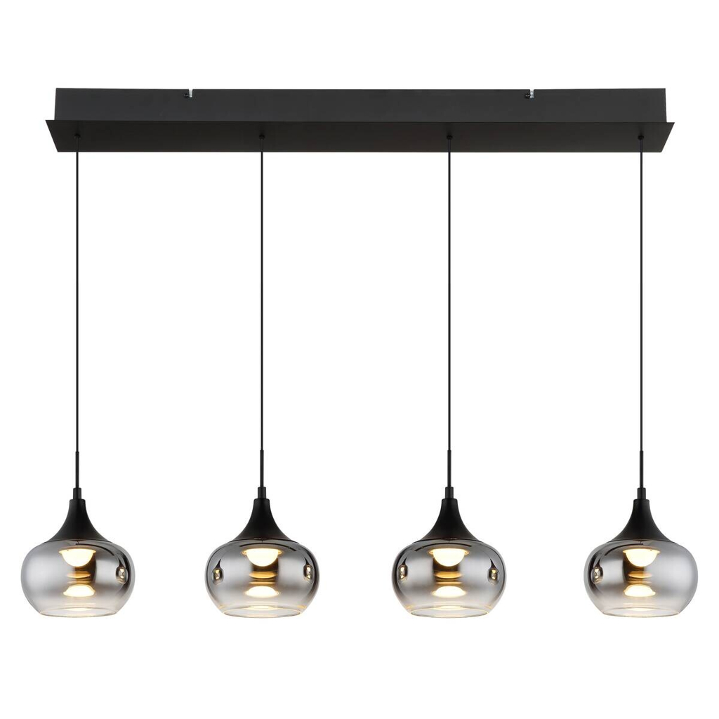 Globo - LED-Pendelleuchte Rauch schwarz Metall Glas B/H/L: ca. 15x150x90 cm 1 Brennstellen in Rauch, Schwarz