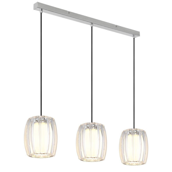 9007371592098 GLOBO Pendelleuchte
Opal schwarz Chrom Glas Textil Metall B/H/L: ca. 18x120x86 cm E27 3 Brennstellen