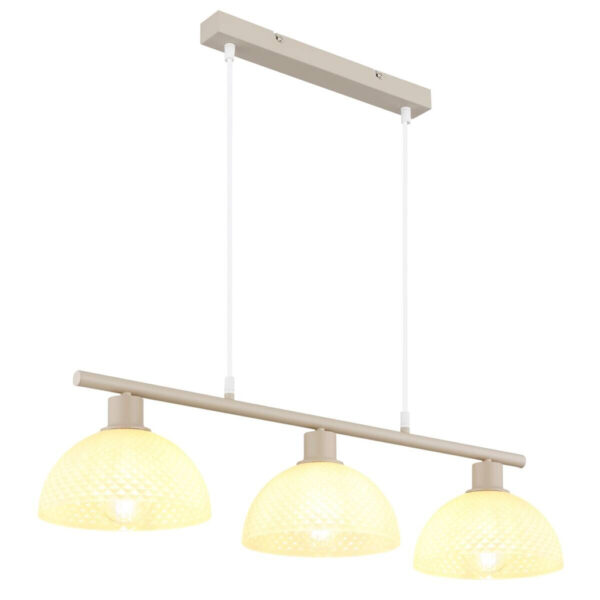 GLOBO Pendelleuchte
sand champagner weiß Glas Metall PVC B/H/L: ca. 20x120x77 cm E27 3 Brennstellen