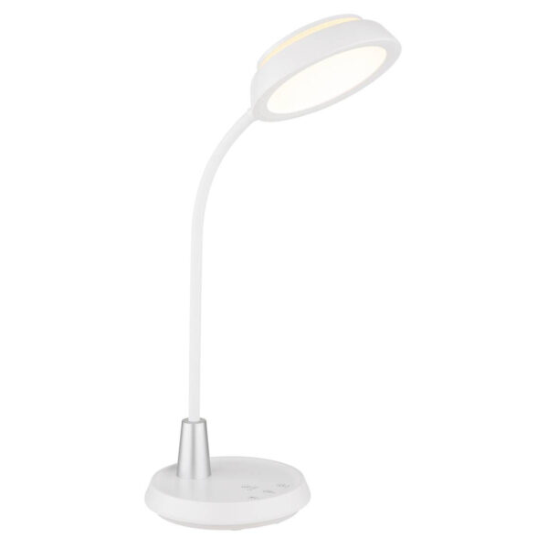 9007371592159 GLOBO Tischleuchte
silber weiß Opal Kunststoff Silikon PVC B/H/L: ca. 17,2x44,8x30,6 cm 1 Brennstellen