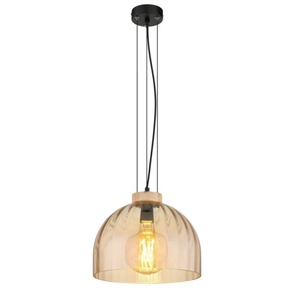 GLOBO Pendelleuchte
amber schwarz Glas Metall H/D: ca. 120x30 cm E27 1 Brennstellen