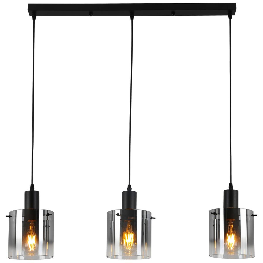 Nolo Pendelleuchte Michelle
schwarz Metall Glas B/H/L: ca. 15x120x80 cm E27 3 Brennstellen