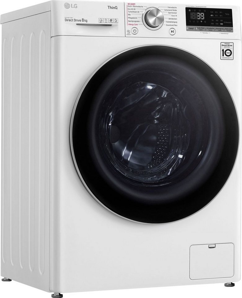 LG Waschmaschine Serie 7 F4WV708P1E, 8 kg, 1400 U/min, TurboWash® – Waschen in nur 39 Minuten
