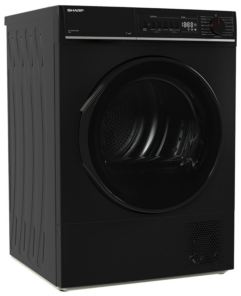 Sharp Wärmepumpentrockner KD-PRO9S7GBB-DE, Programmknebel und SoftTouch-Bedienung mit LED-Display