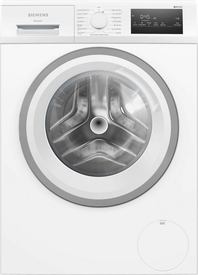 SIEMENS Waschmaschine iQ300 WM14N127, 8 kg, 1400 U/min, Knitter-Programm smartFinish, Outdoor-Programm, Softtrommel