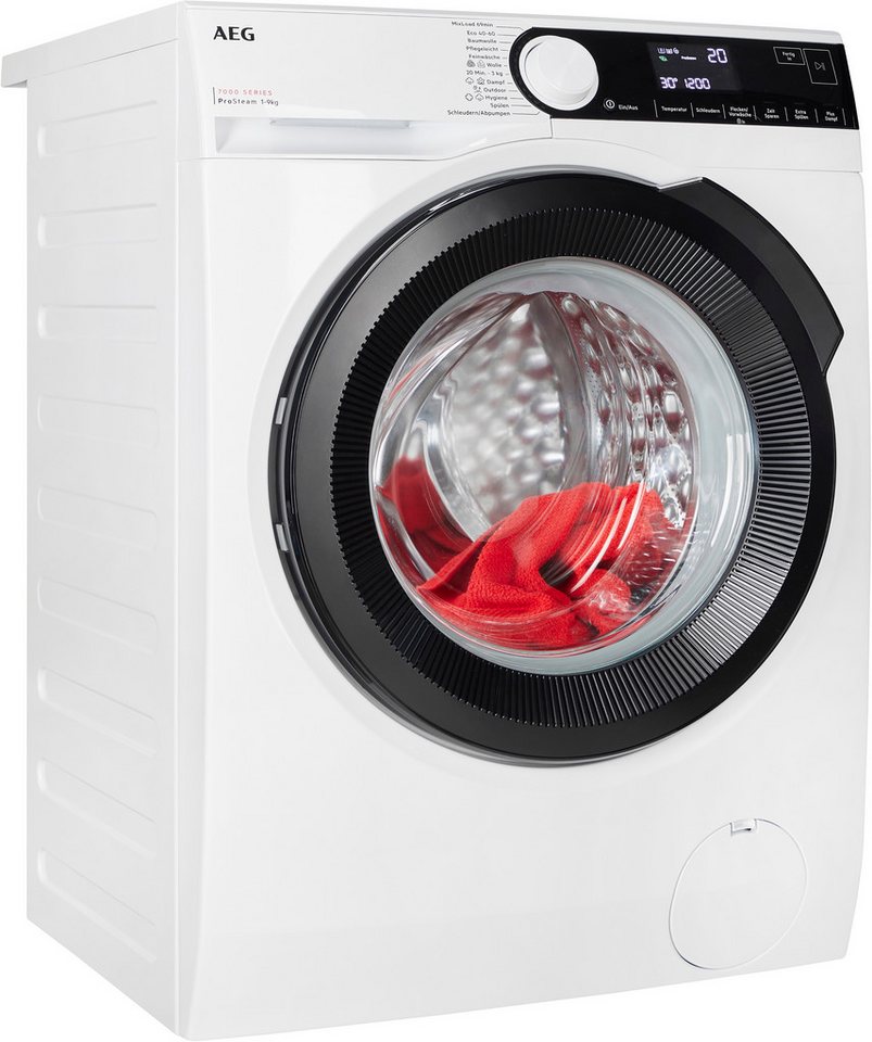 AEG Waschmaschine 7000 ProSteam® LR7GA49FL, 9 kg, 1400 U/min, ProSteam®: Auffrischen mit Dampf statt Waschen und 96 % Wasser sparen