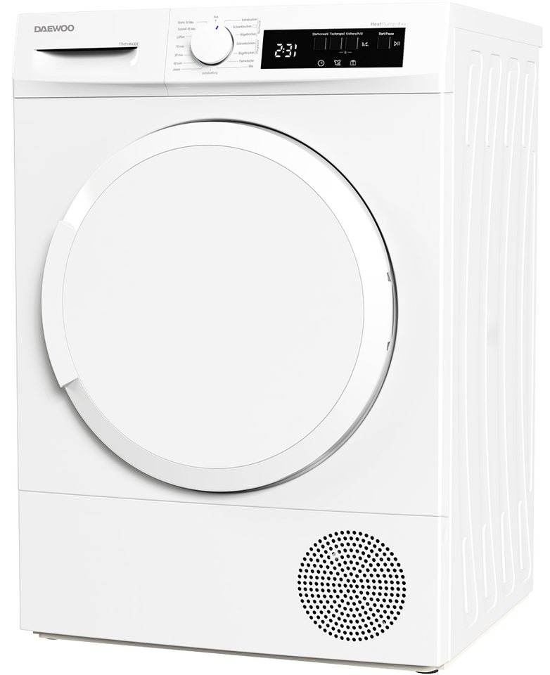 Daewoo Wärmepumpentrockner T7HT1WA3DE, LED-Trommelbeleuchtung, BabyCare, Knitterschutz