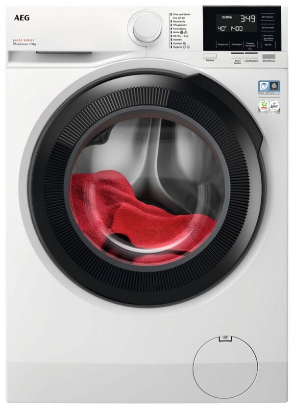 AEG Waschmaschine 6000 ProSense® LR6FA49FL 914915728, 9 kg, 1400 U/min, Hygiene-Programm mit Dampf: Entfernt zuverlässig Viren und Bakterien