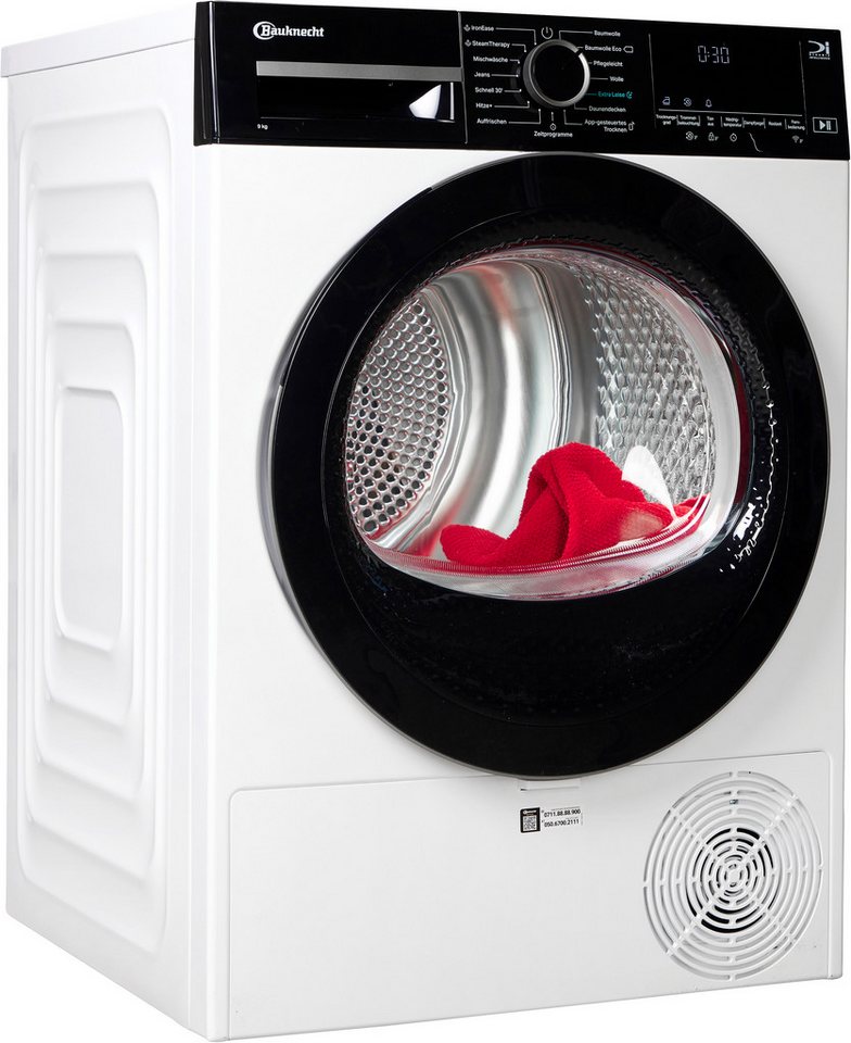 BAUKNECHT Wärmepumpentrockner BT 95C WBS, IronEase - Bügelfrei auf Knopfdruck, Silent Spin - leises Trocknen