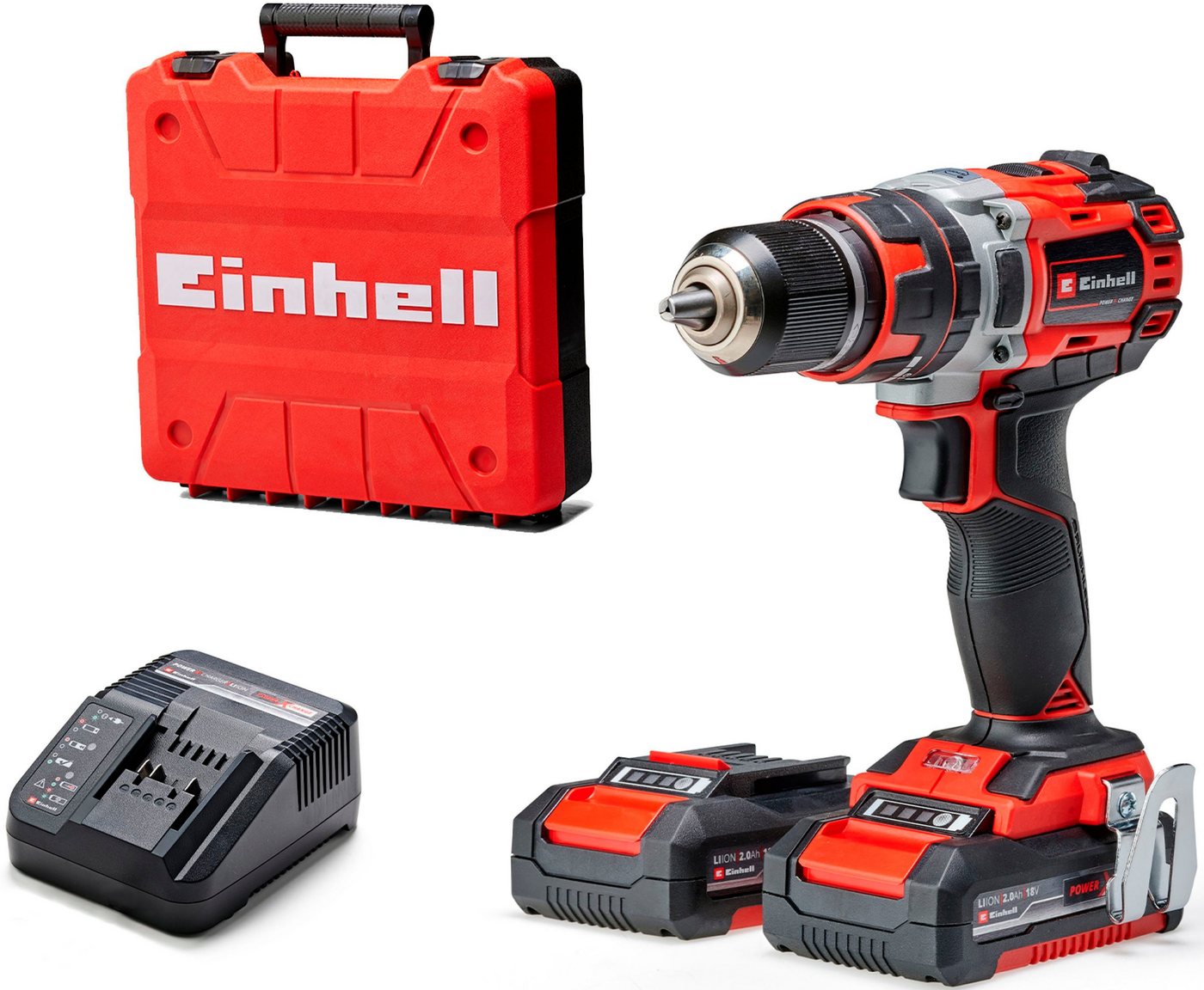 Einhell Akku-Schlagbohrschrauber TP-CD 18/50 Li-i BL (2×2,0Ah), max. 1800 U/min, (Set, 5-tlg), inklusive 2 Akkus, Ladegerät und Aufbewahrungskoffer