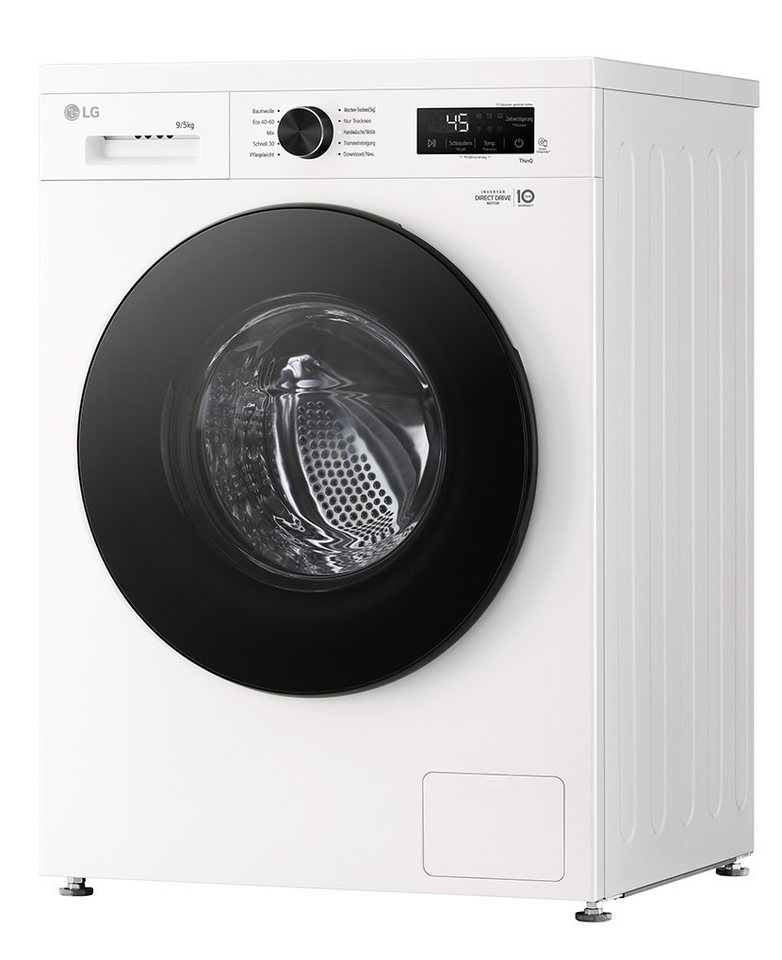 LG Waschtrockner Serie 5 W4WB3095Y, 9 kg, 5 kg, 1310 U/min, Reversive Trommel: Wäsche verklumpt nicht und wird aufgelockert