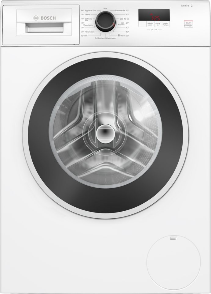 BOSCH Waschmaschine Serie 2 WGE0240V, 7 kg, 1400 U/min, Active Water Plus, Zeiterparnis durch Speed Perfect, LED-Display