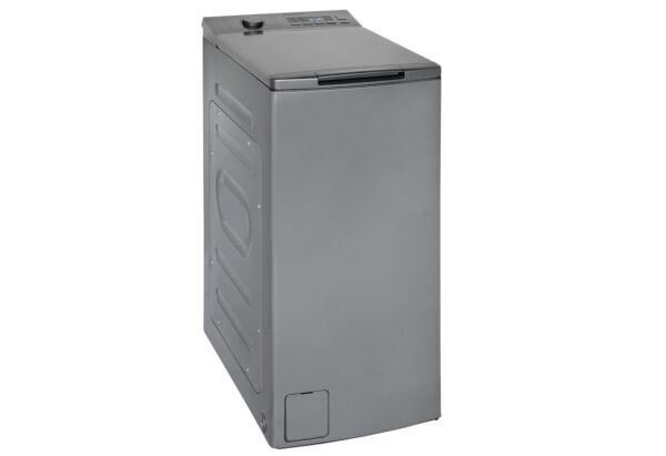 Exquisit Waschmaschine LTO1207-030A silber-dunkel, 7,5 kg, 1200 U/min, Rückenschonend: bequem von oben zu beladen mit softer Türöffnung