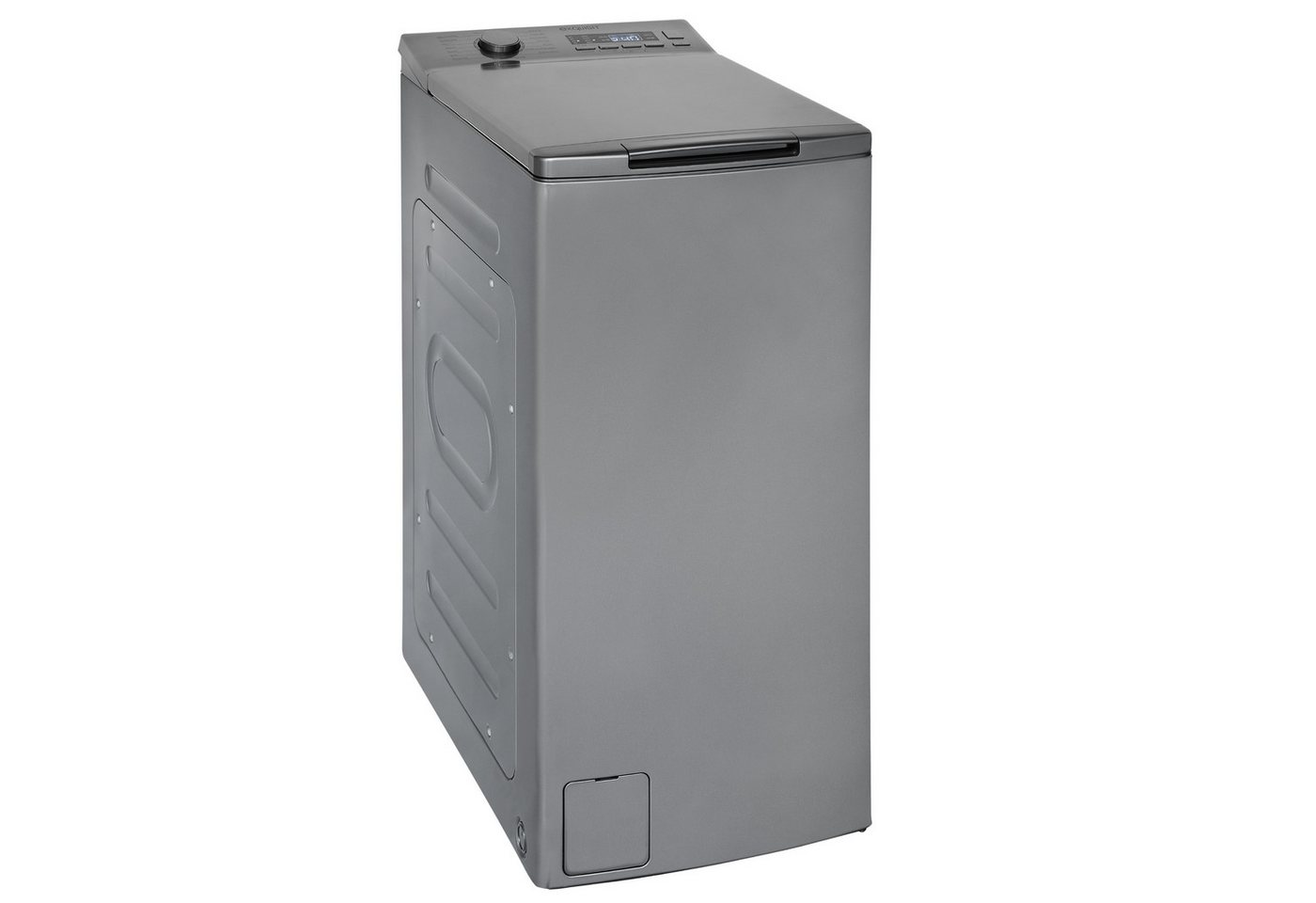 Exquisit Waschmaschine LTO1207-030A silber-dunkel, 7,5 kg, 1200 U/min, Rückenschonend: bequem von oben zu beladen mit softer Türöffnung