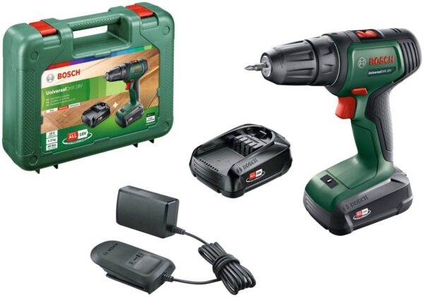 Bosch Home & Garden Akku-Schrauber Universaldrill 18V, 1450 U/min, 40 Nm, mit 2 Akkus und Ladegerät
