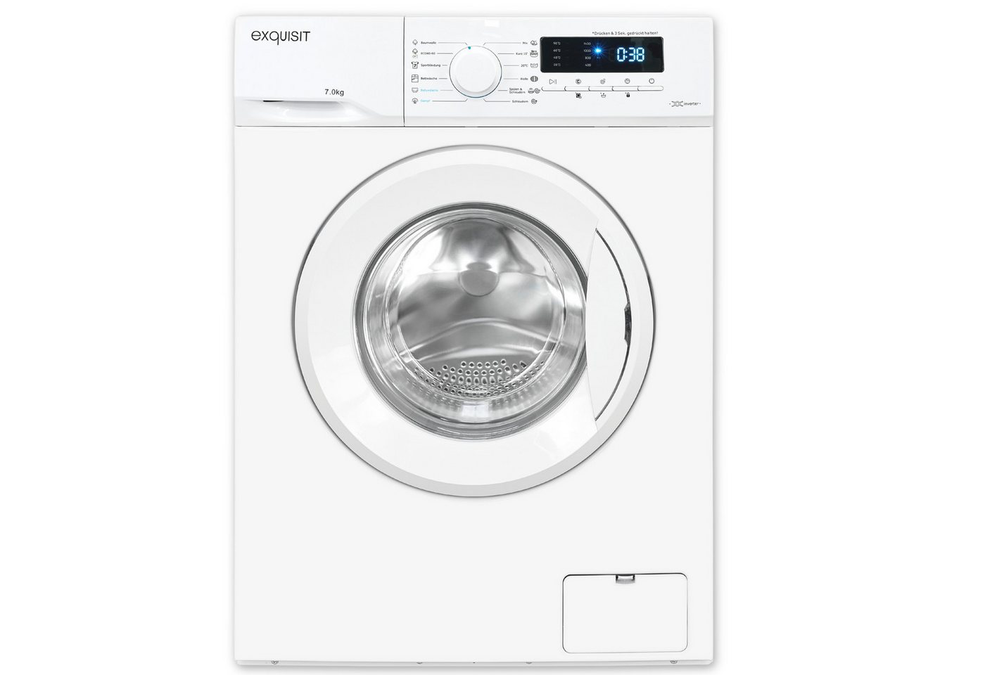 Exquisit Waschmaschine WA57014-020A, 7 kg, 1400 U/min, 40 kWh, 37 L, 76 dB, Geräuschklasse B