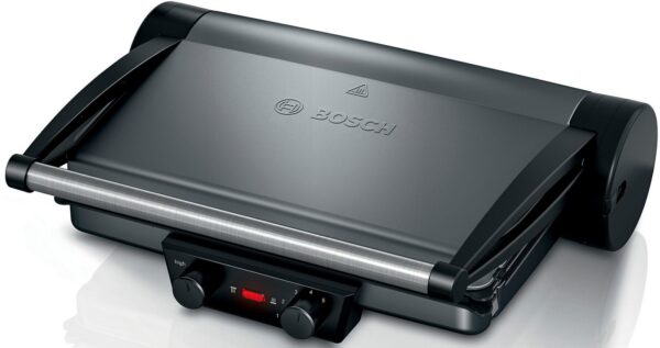 Bosch Kontaktgrill TCG4215, 3-in1-Kontaktgrill, Temperaturregler, einfache Reinigung, 2000 W, Fettablaufrinne, Auflaufform, herausnehmbare Aluminium-Grillplatten