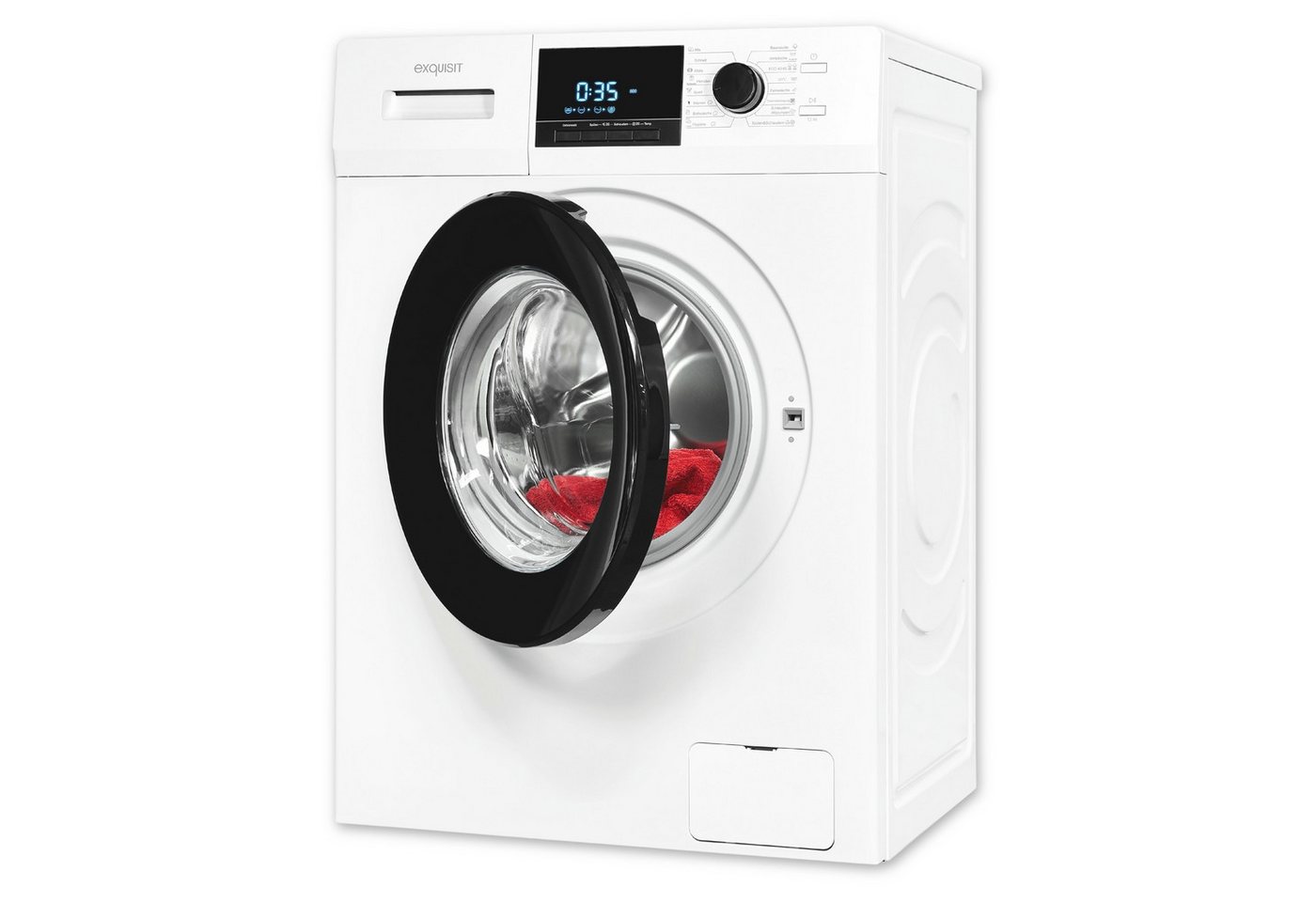 Exquisit Waschmaschine WA59214-340A weiss, 9 kg, 1400 U/min, XXL-Waschmaschine mit 9kg Kapazität, Startzeitvorwahl, Aquastop