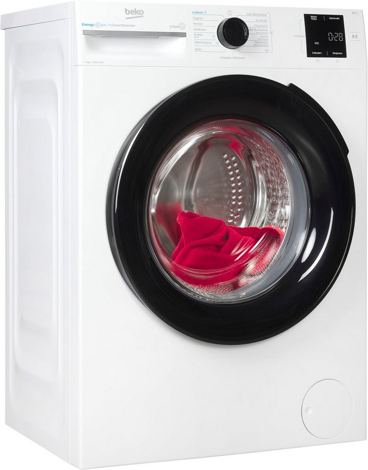 BEKO Waschmaschine BM3WFU3741X, 7 kg, 1400 U/min, Waschen mit EnergySpin: Bis zu 35 % Energie sparen – nicht nur in Eco