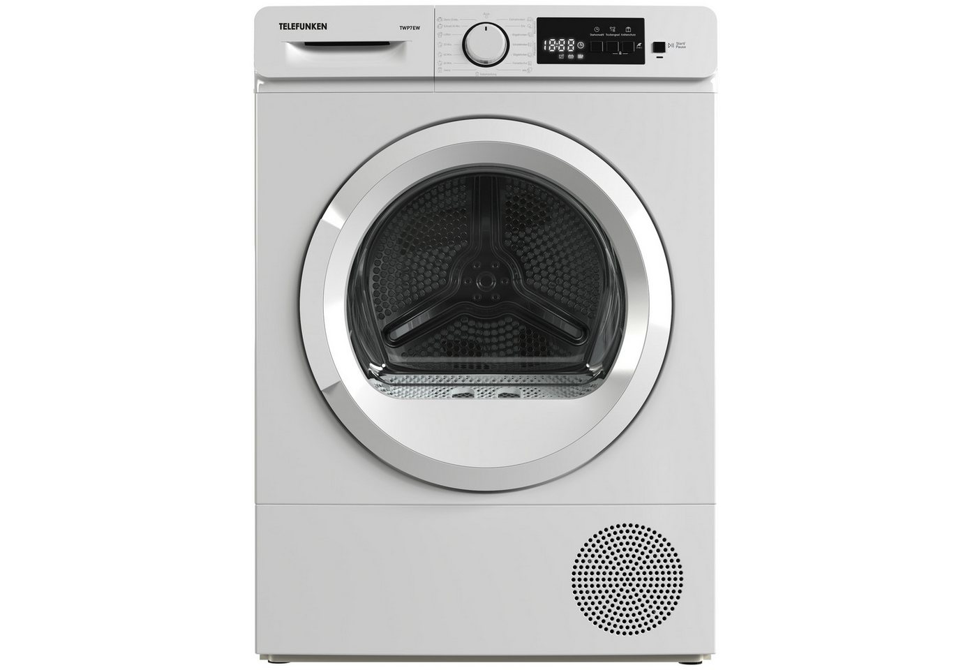 Telefunken Wärmepumpentrockner TWP7EW, 7kg Trockner mit Knitterschutz, Wäschetrockner mit 15 Programmen, weiß